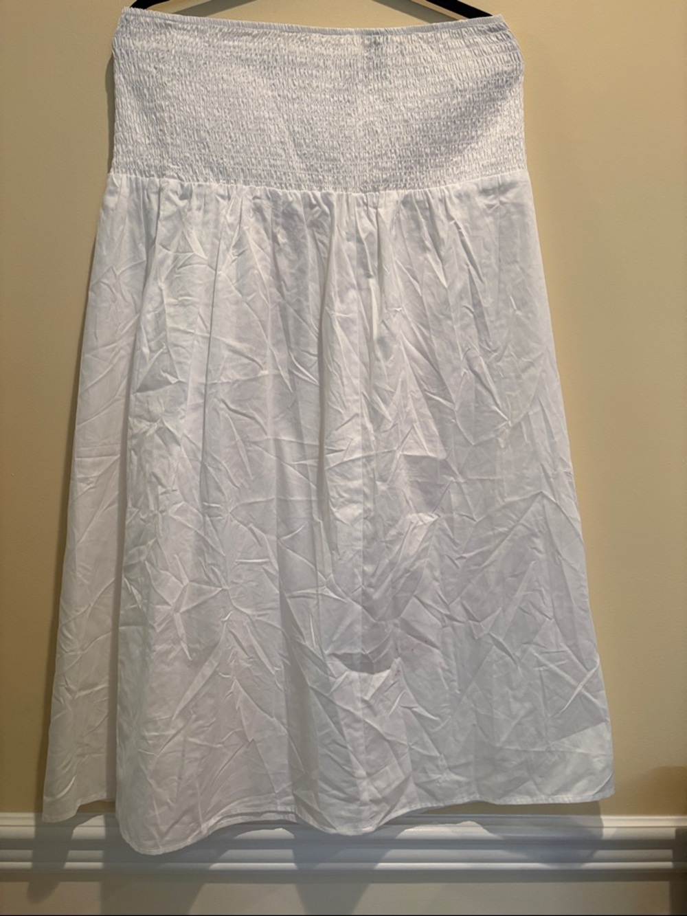 NWOT White Smocked Waist Maxi Skirt